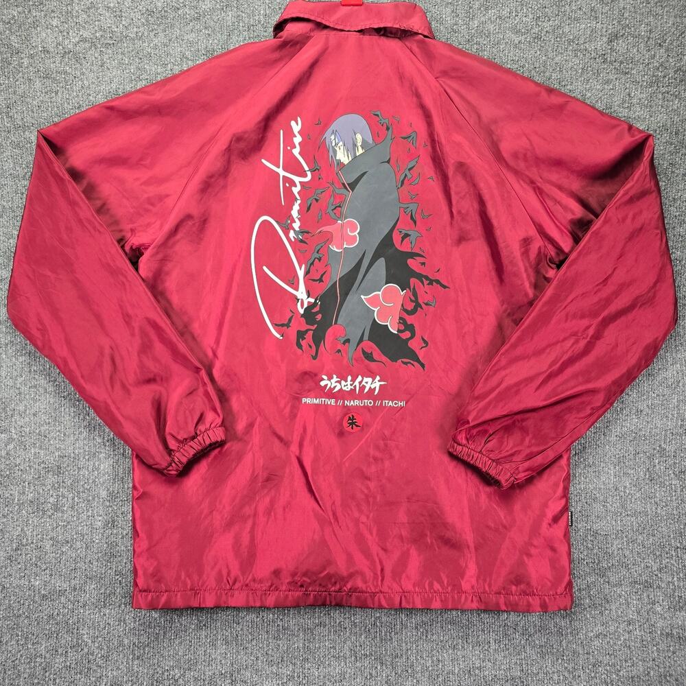 Primitive Naruto Shippuden Jacket Mens Medium Itachi Burgundy Snap Anime Nylon